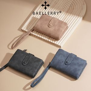 กระเป๋าสตางค์แบบพับสามทบสำหรับผู้หญิง ยี่ห้อ Baellerry สีพื้น มีช่องใส่บัตรหลายช่อง กระเป๋าสตางค์ใบสั้นแบบมีกระดุมปิด สำหรับใช้ในชีวิตประจำวัน - Product Image 2
