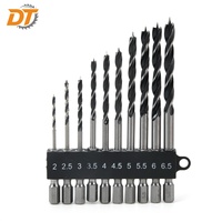 Jeu de 10 forets à pointe conique DT 2,0-6,5 mm HSS/HCS pour le bois, personnalisable OEM/ODM