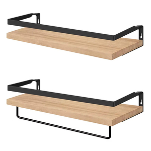 Étagère <span class=keywords><strong>murale</strong></span> de rangement <span class=keywords><strong>murale</strong></span> en <span class=keywords><strong>bambou</strong></span> à cadre flottant détachable 2 pièces - Product Image 2