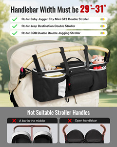 Organizador Doble para Cochecito de Bebé, Resistente, con Cierre, Diseño Simple, de Poliéster, Resistente al Agua, Bolsa Refrigerante para Accesorios de Bebé - Product Image 2