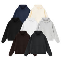 Sweat à capuche streetwear coupe ample, en molleton bouclette 360G épais, couleur unie avec ourlet côtelé, vente en gros