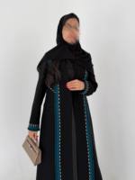 Abaya ouverte noire style costume Hafizah, col à revers, manches longues, élégante, pour femmes musulmanes de Dubaï, vente en gros