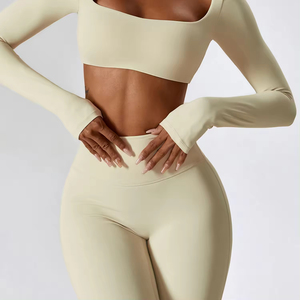 Women's Yoga Sports Suit Autumn Quick-Dry Fitness Clothing Eco-Friendly Breathable Material Casual Sports Wear Sets Front Logo