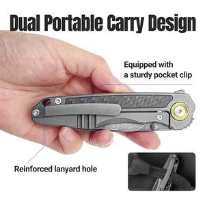 Couteau pliant <span class=keywords><strong>à</strong></span> manche en alliage de titane, système Liner Lock, acier 14C28N, pour <span class=keywords><strong>la</strong></span> chasse, <span class=keywords><strong>le</strong></span> camping et les activités de plein air - Product Image 4