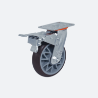 Roues pivotantes robustes en TPR de 8 pouces, couleur marron, silencieuses, capacité de charge de 220 kg, options pivotantes/rigides/avec frein pour chariots industriels