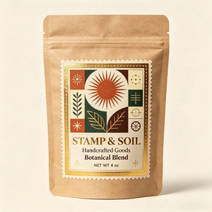 <b>Biodegradable</b> Kraft <b>Paper</b> PLA Lined Flat Bottom Pouch for Organic Food Stand up Zipper Protein Powder Packaging Bag - Product Image 1
