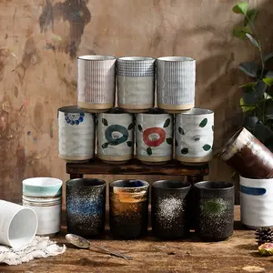 Tazze da tè in ceramica dipinte a mano per ristorante stile giapponese argilla ceramica tazza da caffè porcellana ceramica