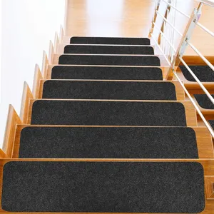 HENGJIU Modern Style Machine Made Self-adhesive Gray Polyester Stair Runner Rectangle Stairway Carpets And Mats For Home Use