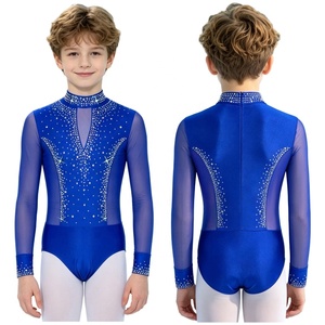 Maillot de Gimnasia para Niños con Pedrería, Malla Brillante, Manga Larga, Cuello Alto, Ajuste Delgado para Competición y Entrenamiento, Personalizable - Product Image 2