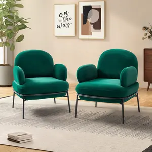 批发北欧单椅客厅口音扶手椅豪华现代休息室绿色天鹅绒椅