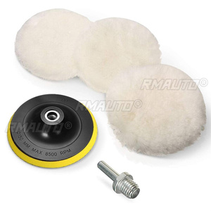 Lot de 5 tampons de polissage en laine pour l'entretien automobile, tampons de lustrage en laine pour la peinture automobile, tampons de polissage pour perceuse 6'' M14, pour le detailing et le cirage automobile - Product Image 1