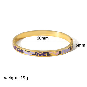 Fashion <b>Bangle</b> Enamel <b>Bracelet</b> 18K Gold Plated Geometric Pattern Women's Jewelry Wholesale - Product Image 5