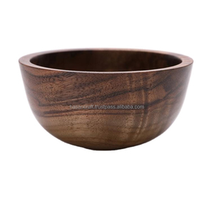 Bol de service jetable poli en bois d'acacia fait à la main de haute qualité pour hôtels restaurants fêtes pour servir des fruits et de la salade - Product Image 1