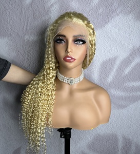 Parrucca 613 13x4 Lace Front in <span class=keywords><strong>Capelli</strong></span> Umani Biondi con Onde Profonde, Densità 250%, Pizzo HD Trasparente e Nodi Piccoli Pre-Plucked - Product Image 1