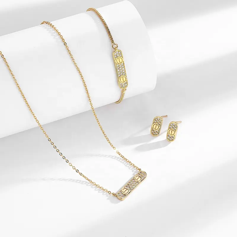 Conjunto DE JOYAS DE CIRCONIA con colgante chapado en oro de 18 quilates, conjuntos de joyas chapadas en oro italiano para mujer, joyería