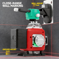 Niveau laser vert industriel 360° à auto-nivellement 12 lignes, outil laser croisé avec batterie Li-ion rechargeable pour le carrelage
