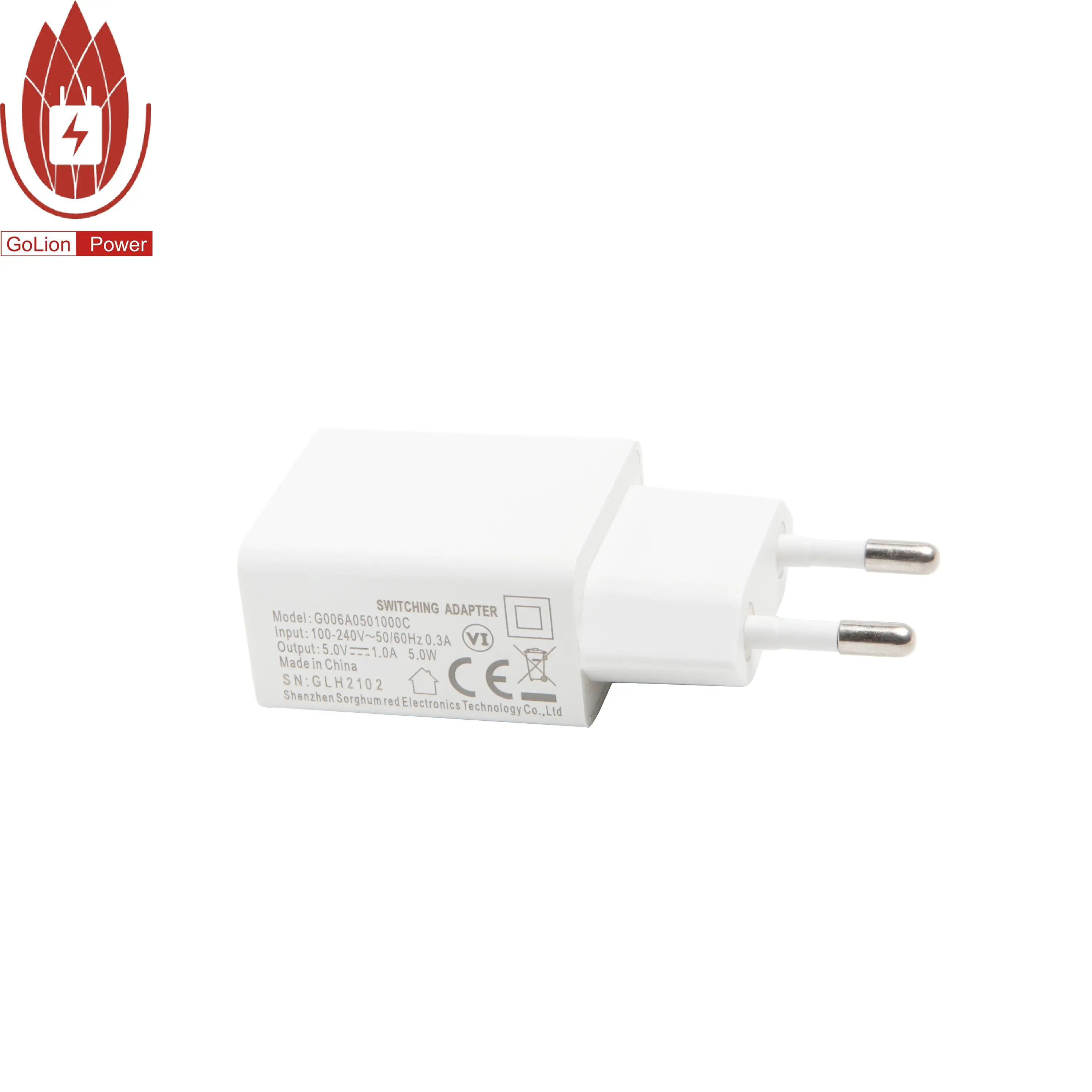 5V1A 5V 1A Max 6W USB Dinding Pengisi Daya Adaptor Switching CE FCC RoHS Mencapai CB Bersertifikat Euro US Plug