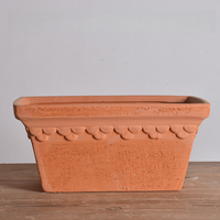 Pot carré en terre cuite émaillée, pot à fleurs respirant en poterie, pot en argile fait main pour plantes succulentes, usage domestique et jardin, avec trou de drainage