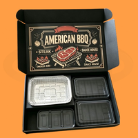 Boîte à bento BBQ au charbon de bois pliable, jetable et portable, en carton kraft recyclé, avec grille intégrée, fermeture magnétique, logo personnalisé