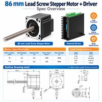 Moteur pas à pas hybride DC à vis sans fin DKC NEMA34 86 3.6V 250g.cm2 114mm avec arbre de 14mm pour contrôle d'bras robotiques