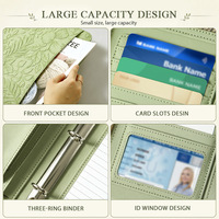 Porte-documents en cuir A4 avec fermeture éclair, logo personnalisé en relief, reliure à 3 anneaux, organiseur de documents multi-poches, bloc-notes professionnel