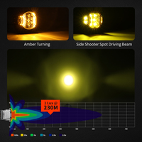Luces LED de cubo cuadradas de 3 pulgadas de alto brillo con luz diurna ámbar para montaje lateral en Toyota Tundra 4x4