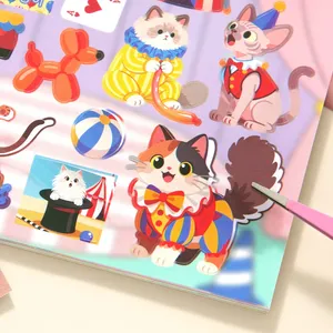 Livre d'autocollants découpés à la forme <span class=keywords><strong>de</strong></span> chat mignon, thème Kawaii, 30/60 feuilles, fournitures <span class=keywords><strong>de</strong></span> décoration pour scrapbooking fait main DIY - Product Image 3