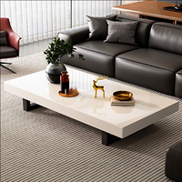 Table basse en marbre moderne italienne de luxe minimaliste avec cadre en métal pour salon Maison - Durable et facile à nettoyer