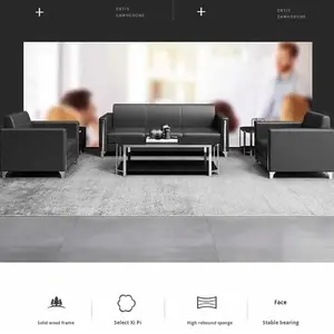 Ensemble de canapés modernes simples pour la maison et le bureau avec table basse pour la négociation d'affaires et la réception Housse durable en cuir PU - Product Image 4