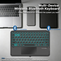 Clavier sans fil rechargeable JOMAA avec rétroéclairage RVB, pavé tactile et support en cuir, pavé tactile capacitif, clavier pour tablette