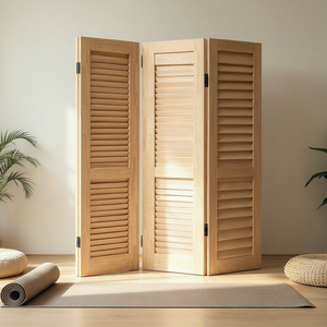 Wooden Folding Room <b>Divider</b> 3 Panels Handcrafted Minimalist Design Opaque Privacy <b>Screen</b> Frame Structure EFS Brand Binh Vietnam - Product Image 1