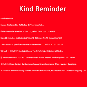 Camera d'aria in gomma resistente multi-misura per biciclette da 12/14/16/18 pollici 1.75/1.95/2.125/2.4 - Accessorio per bici - Product Image 6
