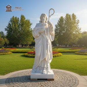 Estatua de Mármol de Tamaño Real del Buen Pastor con Lámpara, Escultura Cristiana para Jardín Exterior, Gran Venta TREVI - Product Image 6