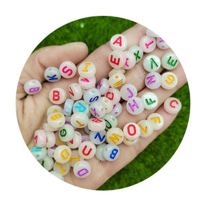 Cuentas Acrílicas del Alfabeto al por Mayor, Cuentas Luminosas con Letras en Inglé<span class=keywords><strong>s</strong></span> para Hacer Pulseras, Accesorios de Joyería DIY, 500g/bolsa - Product Image 1