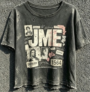 Camiseta Blanca Personalizada para Hombre, Impresión DTG, Algodón Lavado Vintage de 220 Gramos, Manga Corta, Desgastada y Rota - Product Image 1