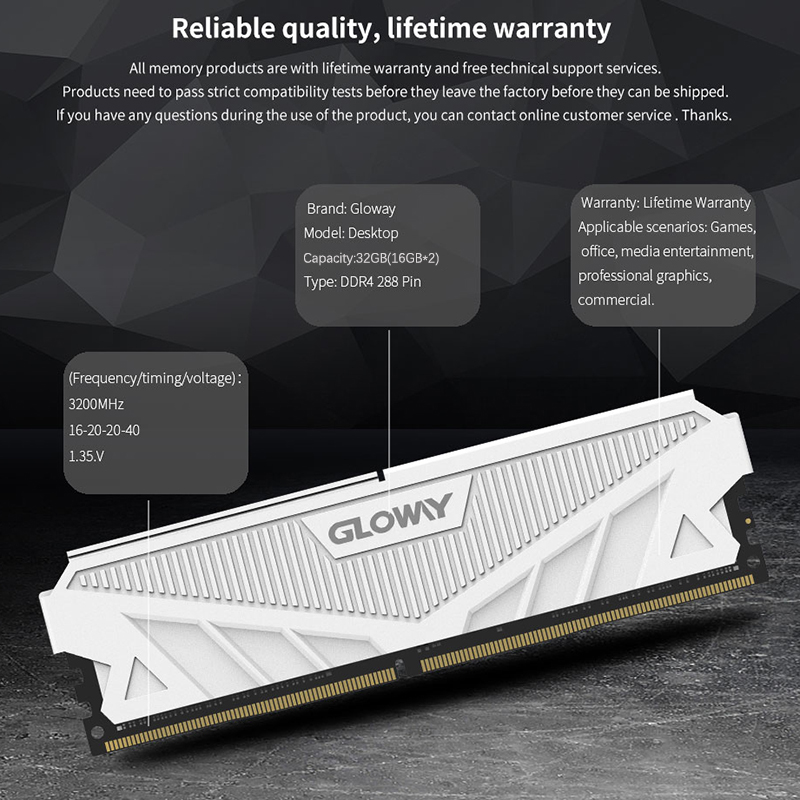 Gloway Ram Ddr4 16gbx2 3200mhz Desktop PC Ddr4 Ram 32gb Original