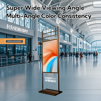 Afficheur publicitaire numérique ultra-fin pour intérieur, écran tactile sur pied, totem OEM pour aéroports, commerce de détail et métros