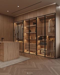 Armoire en verre pliable sur mesure de qualité supérieure |   Dressing de luxe pour chambre à coucher avec éclairage LED, étagères modulaires, tringles de suspension, respectueux de l'environnement - Product Image 5