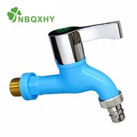 Robinet en plastique à grand débit, avec valve à disque en céramique, poignée électroplaquée, multicolore, anti-éclaboussures, 1/2 3/4 pouce