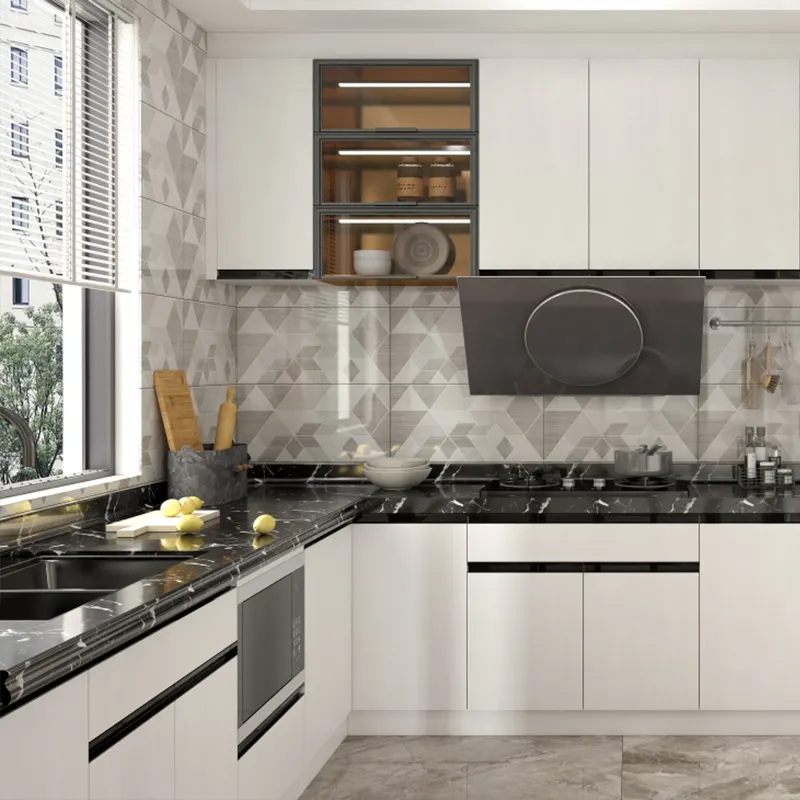Özelleştirme ev kuvars taş mutfak dolabı modern minimalist paslanmaz çelik dolaplar bütün ev özelleştirme