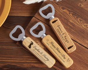 Kami gratis pengiriman gagang kayu pembuka botol bir pembuka botol kayu padat baja nirkarat dapat pembuka LOGO disesuaikan - Product Image 6