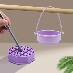 New Arrival <b>Silicone</b> Makeup Brush Holder Desktop Organizer Hanging Drying Rack Brush Cleaning Bowl Multifunction Wash <b>Tool</b> - Product Image 3
