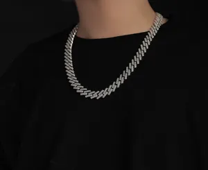 Hip Hop takı altın kaplama buzlu Out Hiphop küba Link zinciri kolye elmas küba zincir bilezik erkekler kadınlar için