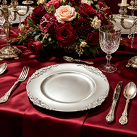 Assiettes de présentation dorées baroques ornées avec bordure à motifs en relief pour une mise en scène de table de banquet de mariage de luxe