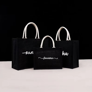 <span class=keywords><strong>Sac</strong></span> en <span class=keywords><strong>jute</strong></span> personnalisé avec logo, réutilisable, noir, pour la plage, <span class=keywords><strong>sac</strong></span> <span class=keywords><strong>fourre</strong></span>-<span class=keywords><strong>tout</strong></span> en <span class=keywords><strong>toile</strong></span> <span class=keywords><strong>de</strong></span> <span class=keywords><strong>jute</strong></span> pour cadeaux - Product Image 3