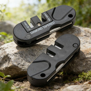 Couteau de chasse professionnel pliable, petit, noir, avec aiguiseur à tige de ponçage - Product Image 6