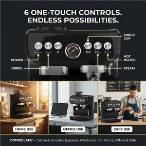 Machine à expresso commerciale avec moulin intégré, machine à café semi-automatique 16-20 bars, style italien, pour la maison, l'hôtel, le bureau, le café - Product Image 5