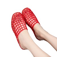 Nouvelles sandales d'été minimalistes ajourées à bout carré en résille, à enfiler, à semelle souple, en gelée, à bout fermé, en plastique pour femmes