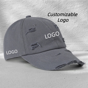 Cappellino da Baseball Trendy con Effetto Usurato, Ricamo Logo Personalizzato, Stile Streetwear, Versatile, Morbido, con Visiera a Becco d'Anatra per Protezione Solare - Product Image 1