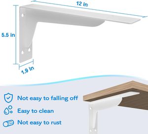 Rak dinding putih logam 12 inci, industri pekerjaan berat rak braket - Product Image 2